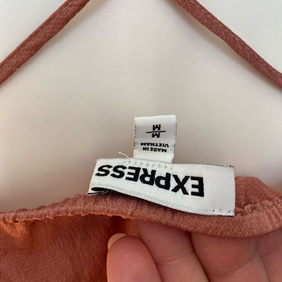 Express Satin Faux Wrap Tank Top - Picture 4 of 5